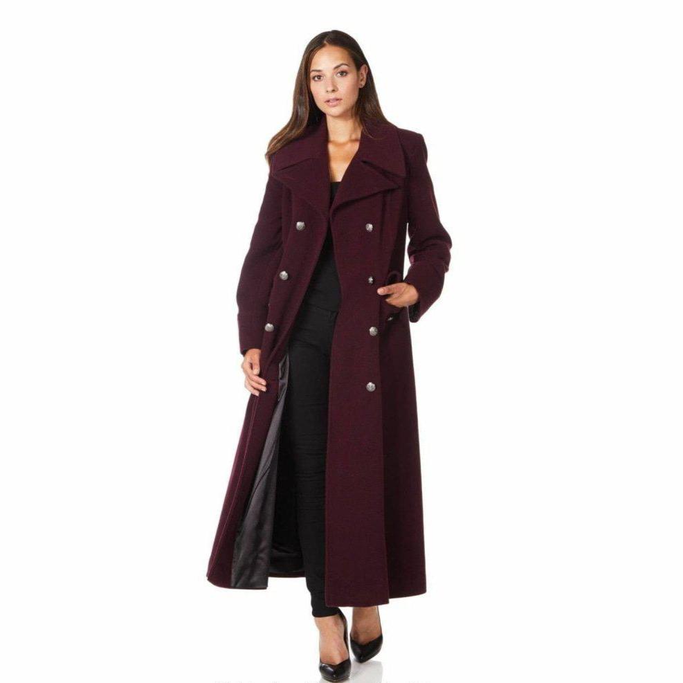 Wool Blend Double Breasted Maxi Coat