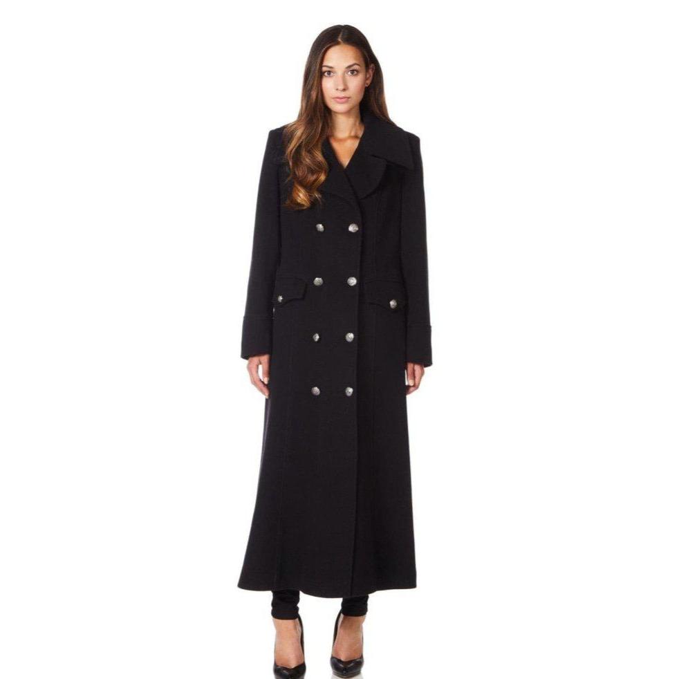 Wool Blend Double Breasted Maxi Coat