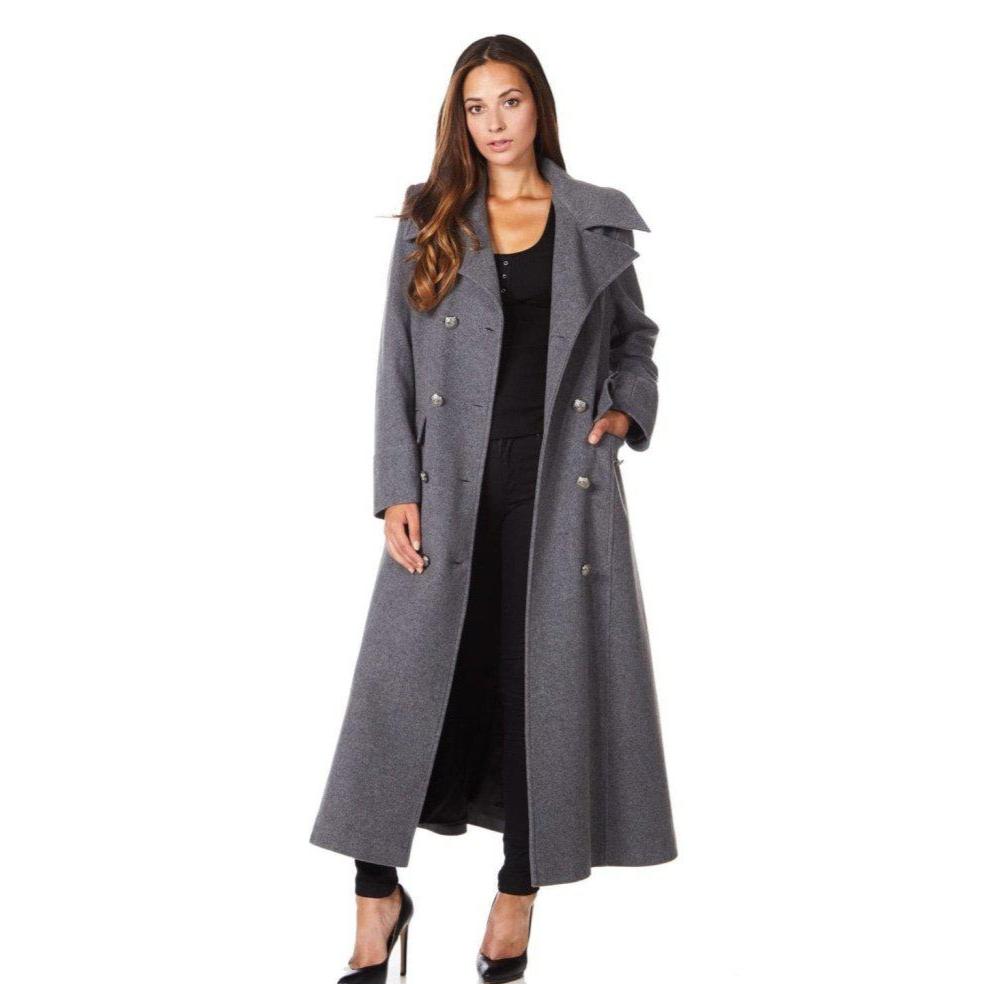 Wool Blend Double Breasted Maxi Coat