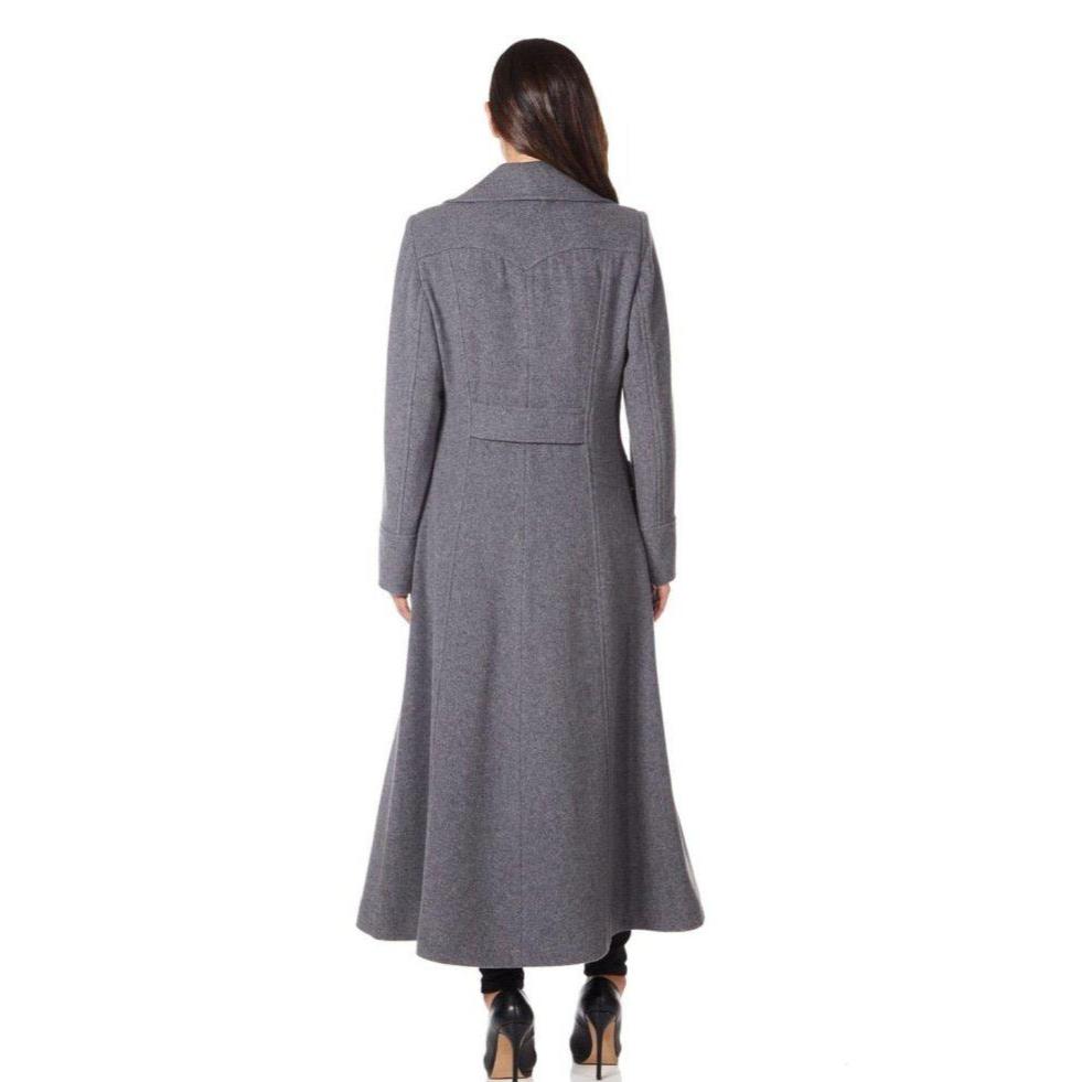 Wool Blend Double Breasted Maxi Coat