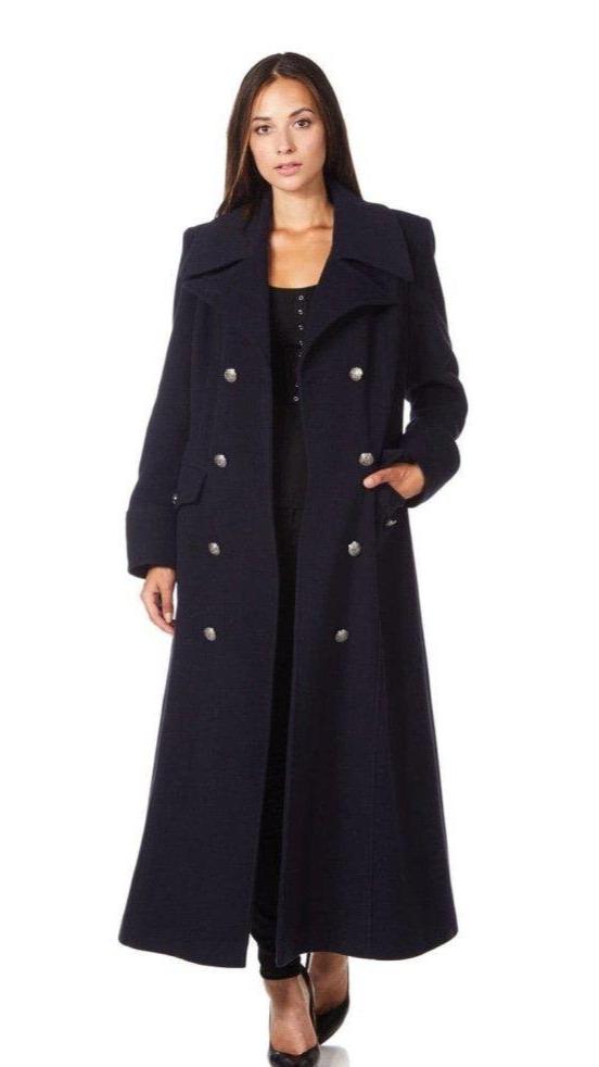 Wool Blend Double Breasted Maxi Coat