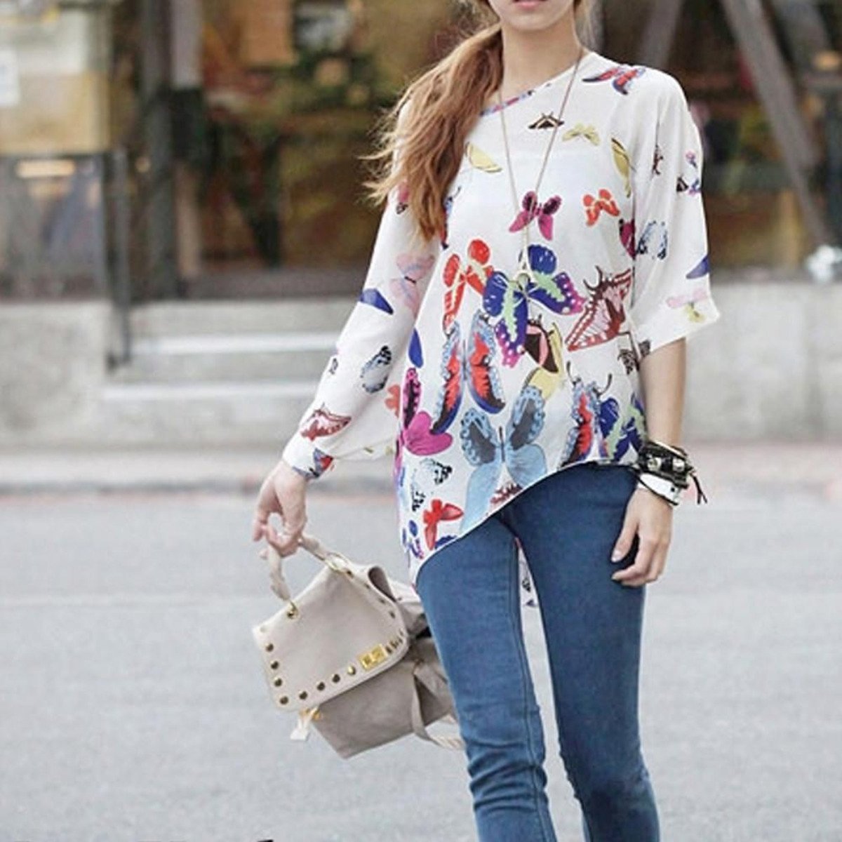 Womens Loose Fit Butterfly  Top