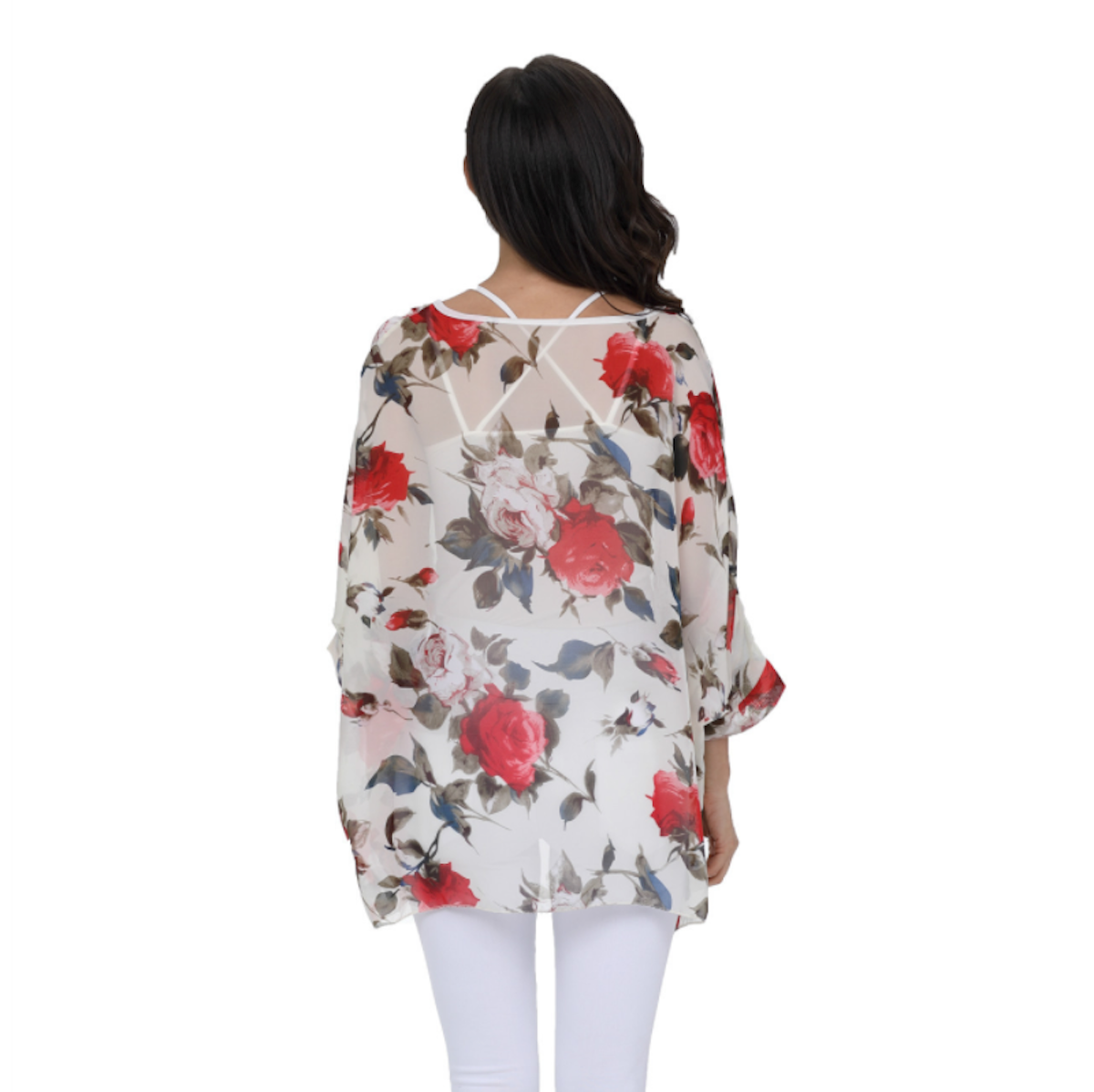 Rose Floral Print Chiffon Top